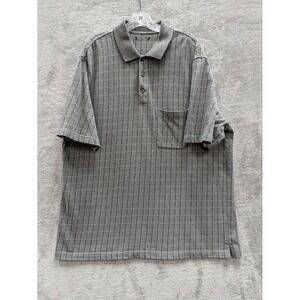 Polo‎ Shirt Mens 2XL Gray Check Knit Short Sleeve Pocket Casual Summer PC-757